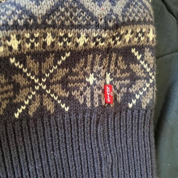 Levi’s Classic Fair Isle Holiday Sweater Navy Blue White Gray Size M - Picture 7 of 11